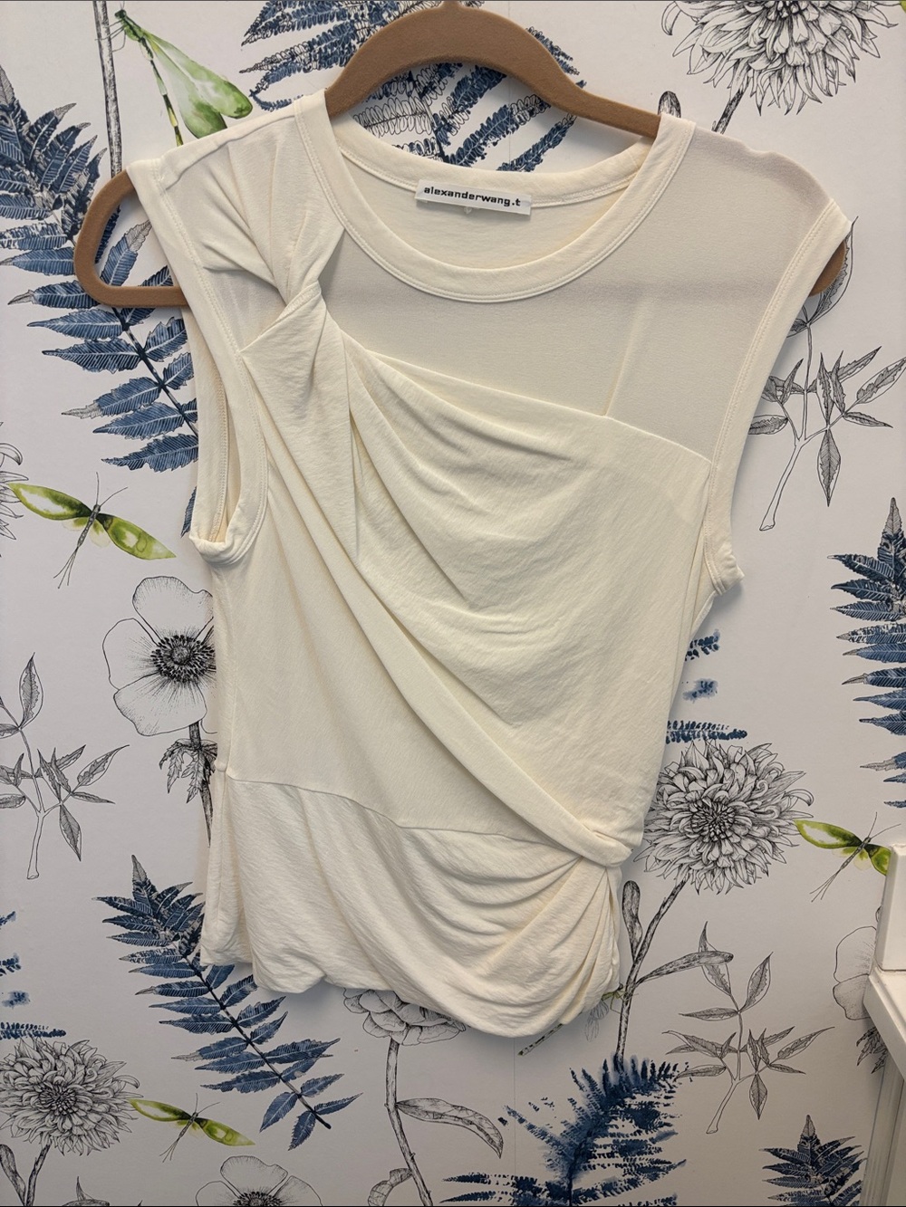 Alexander Wang Off-White Draped Sleeveless Tank Top
